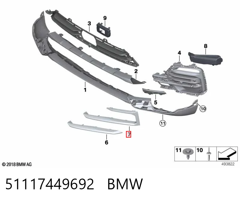 51117449692 BMW Moldura da luz direita