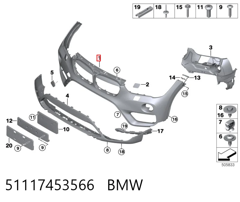 51117453566 BMW Pára-choque dianteiro, parte superior