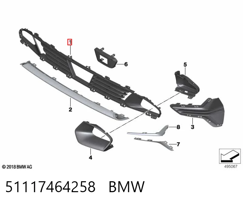 51117464258 BMW Grelha central do pára-choque dianteiro
