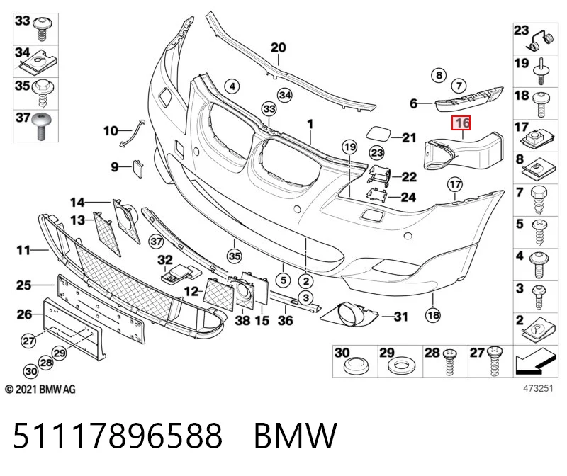 51117896588 BMW Conduto de ar do freio de disco direito
