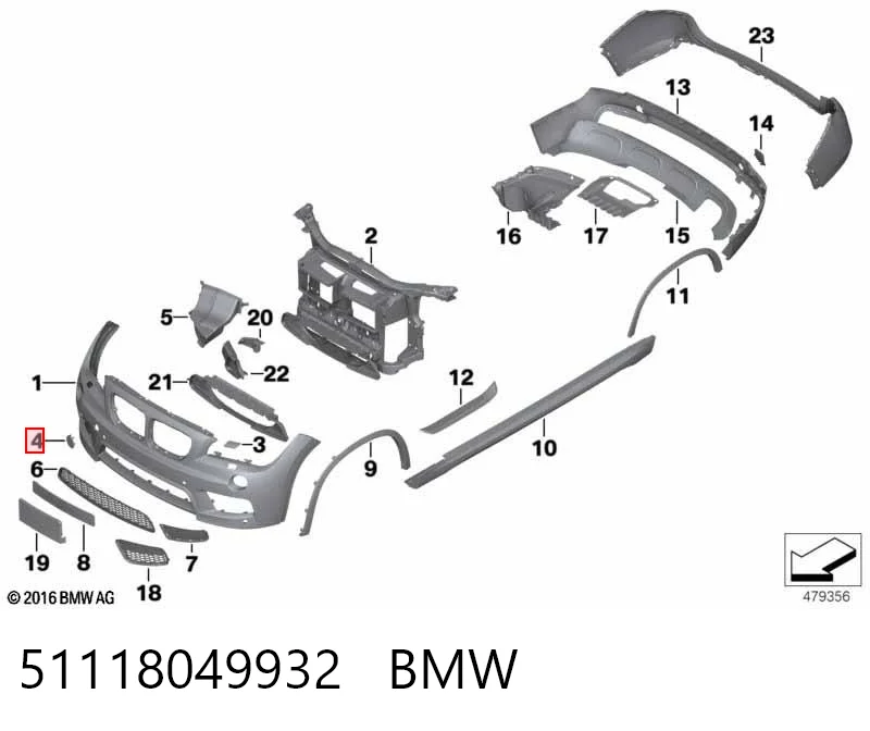 51118049932 BMW Tampão dianteira do pára-choque do gancho de reboque
