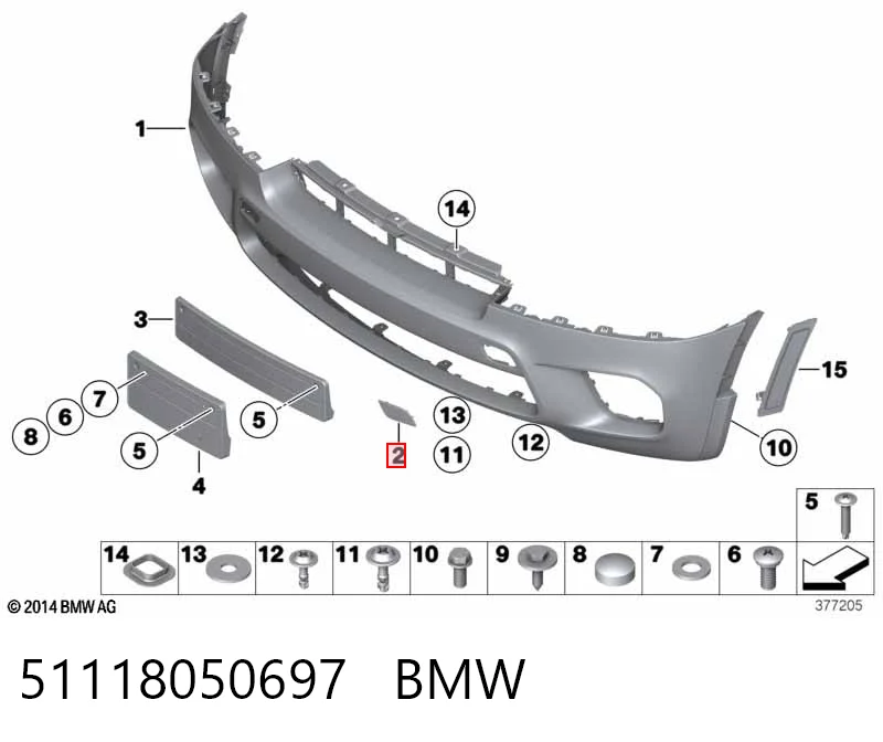 51118050697 BMW Tampão dianteira do pára-choque do gancho de reboque