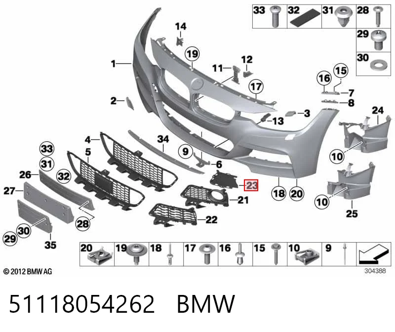 51118054262 BMW Grelha direita do pára-choque dianteiro