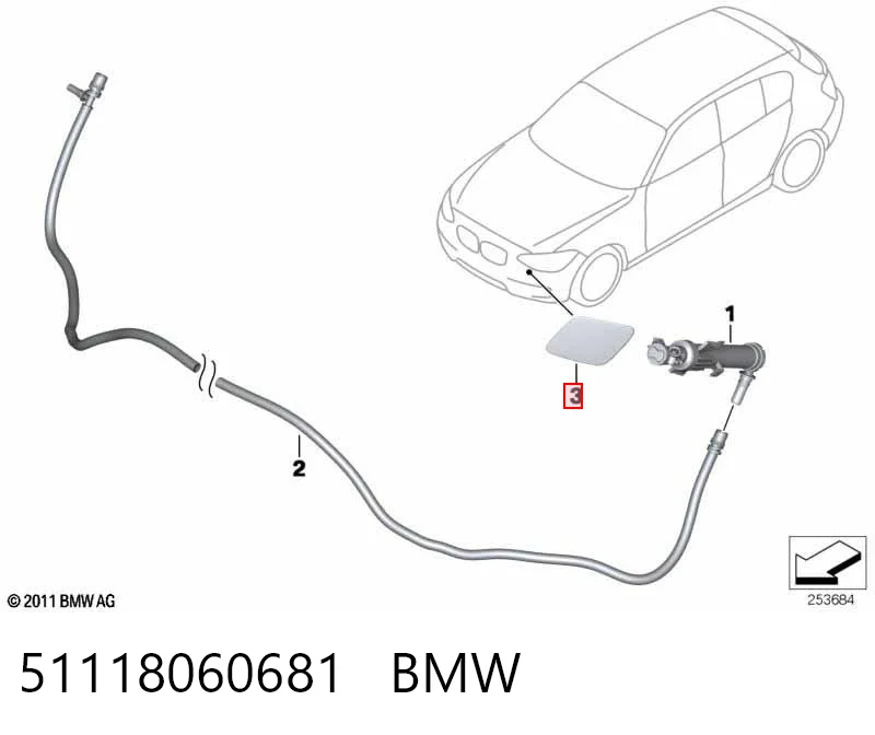 51118060681 BMW Placa sobreposta do injetor de fluido para lavador da luz dianteira