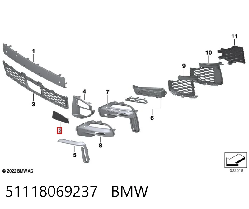 51118069237 BMW Tampão dianteiro direito do pára-choque do gancho de reboque