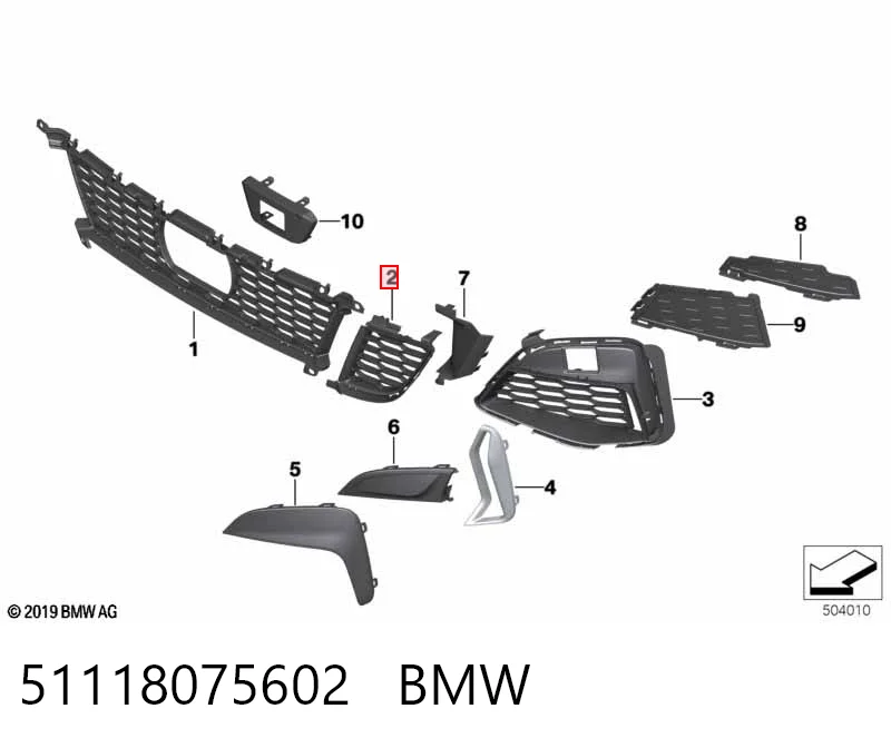 51118075602 BMW Grelha direita inferior do pára-choque dianteiro