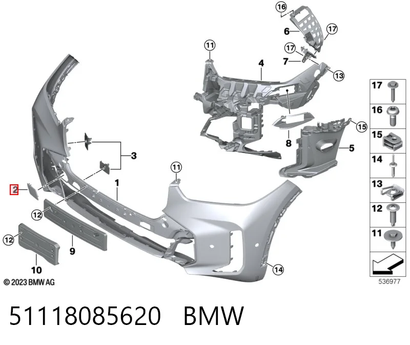 51118085620 BMW Tampão dianteira do pára-choque do gancho de reboque