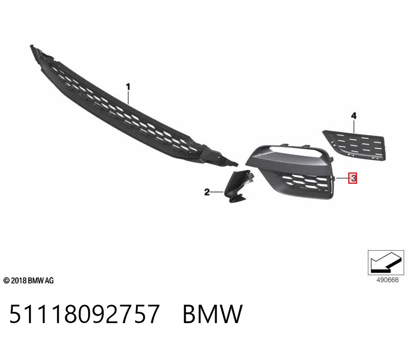 51118092757 BMW Grelha do radiador esquerda