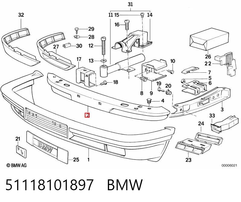 Reforçador do pára-choque dianteiro BMW 7  E32 ao melhor preço