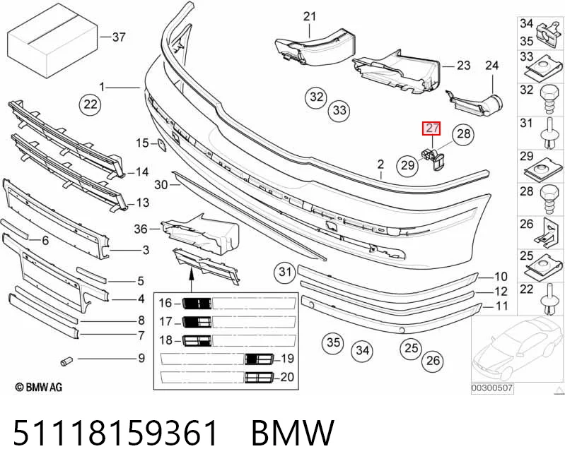 51118159361 BMW Consola do pára-choque dianteiro esquerdo
