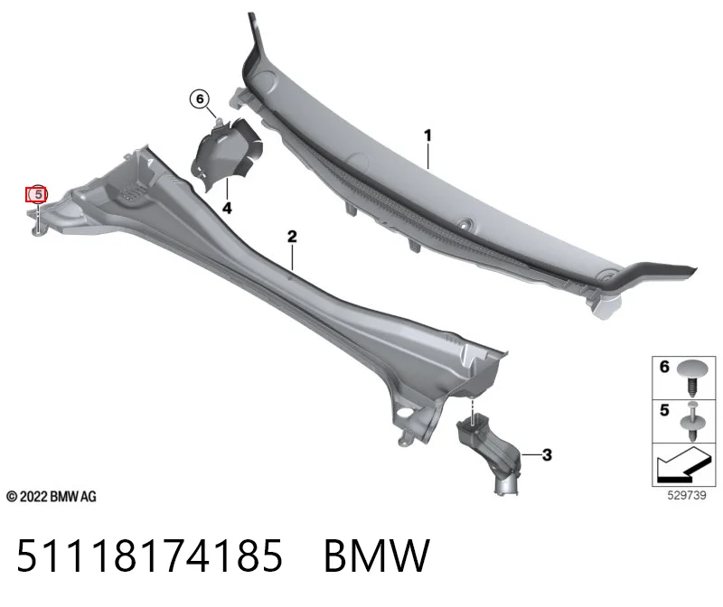 51118174185 BMW Cápsula (prendedor) de fixação de grelha do radiador de esfriamento