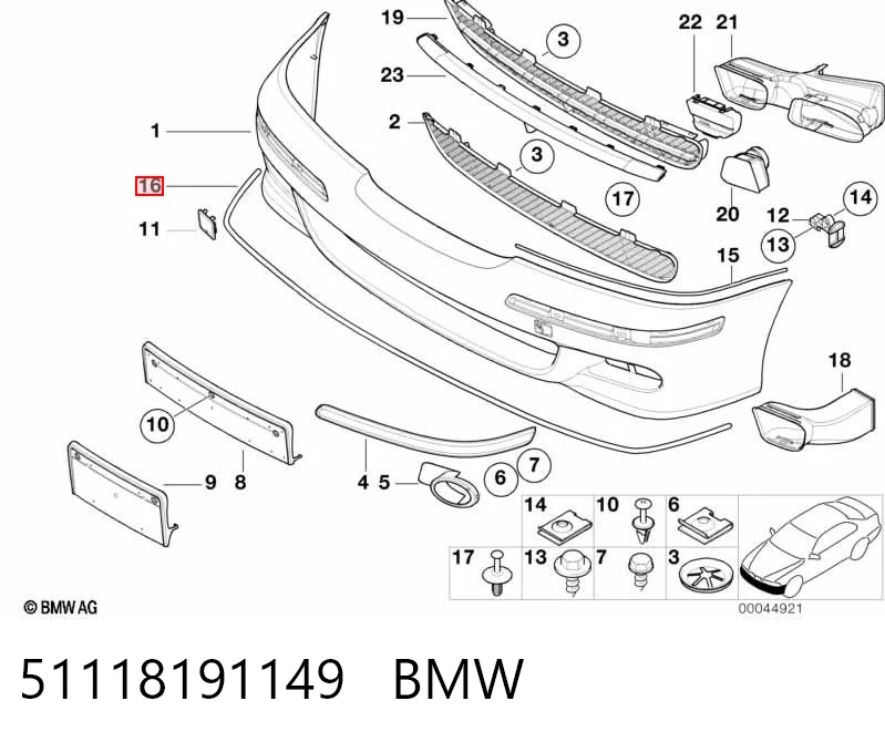 51118191149 BMW Compactador (vedante) do pára-choque dianteiro