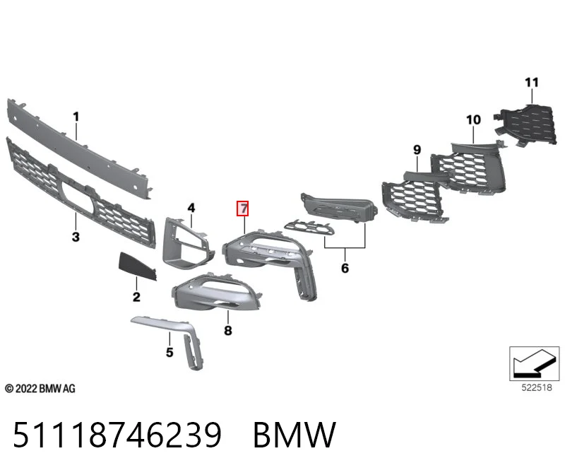 51118746239 BMW Borda (orla) das luzes de nevoeiro esquerda