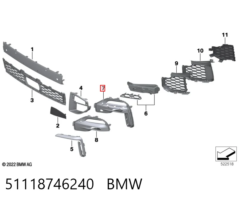 51118746240 BMW Borda (orla) das luzes de nevoeiro direita