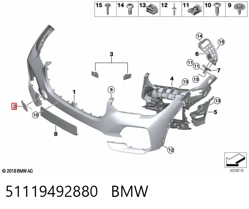 51119492880 BMW Tampão dianteira do pára-choque do gancho de reboque