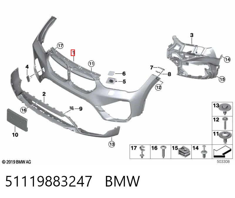  Pára-choque dianteiro BMW X1 SUV (F48) (2015 - 2022) 