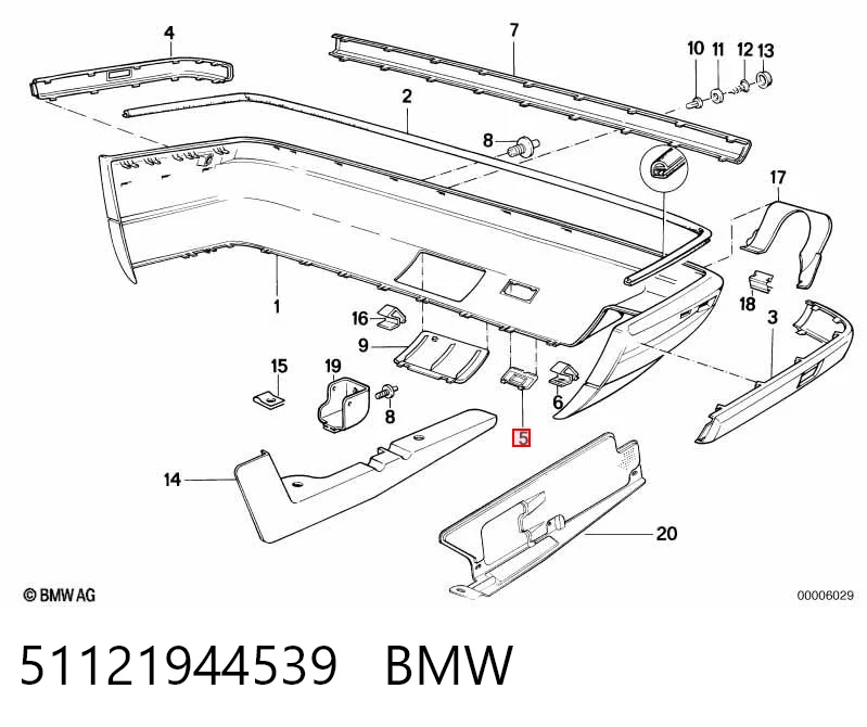 51121944539 BMW Tampão traseiro do pára-choque do gancho de reboque