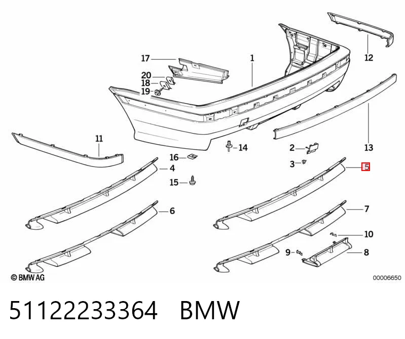 51122233364 BMW Spoiler do pára-choque traseiro