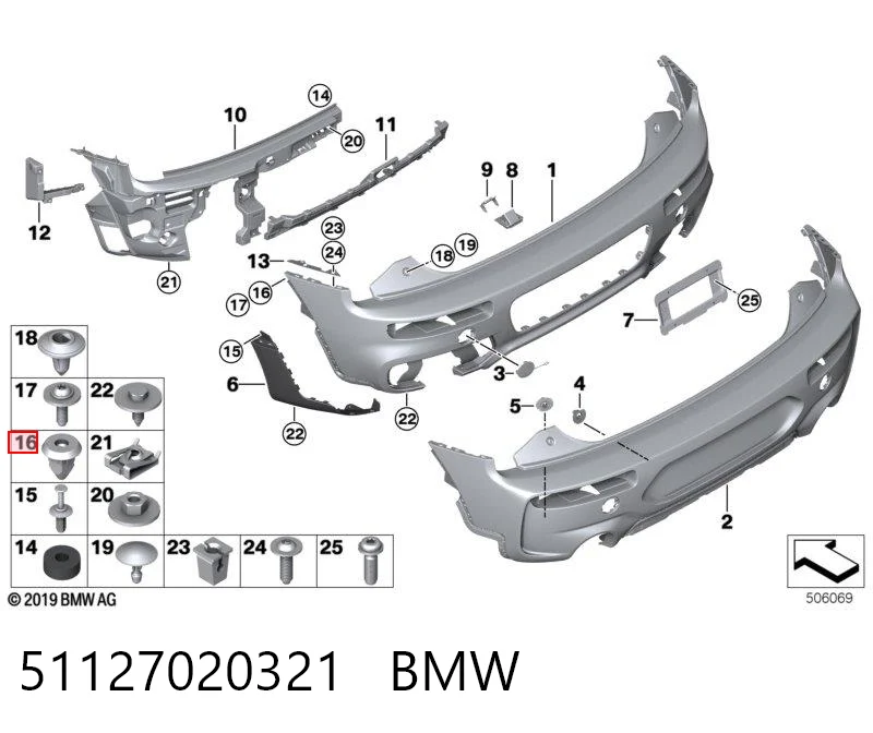 51127020321 BMW Cápsula (prendedor) de fixação de placas sobrepostas do acesso