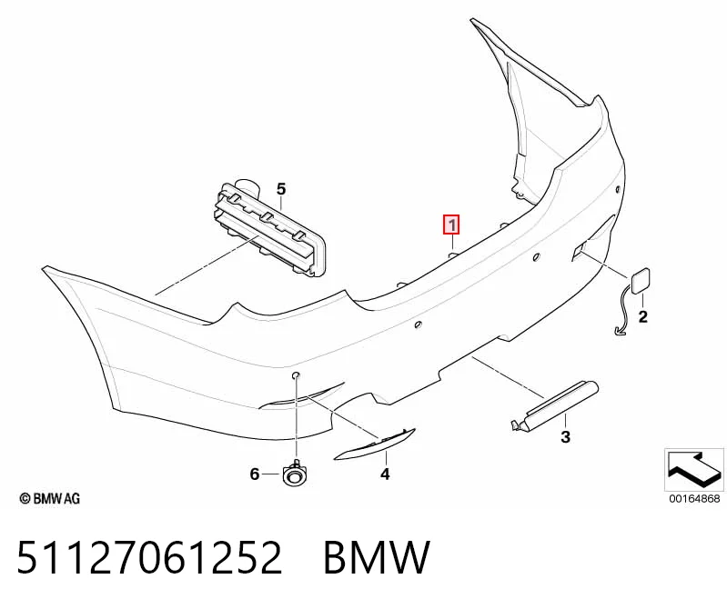  Pára-choque traseiro BMW 5 sedan (E60) (2003 - 2009) 