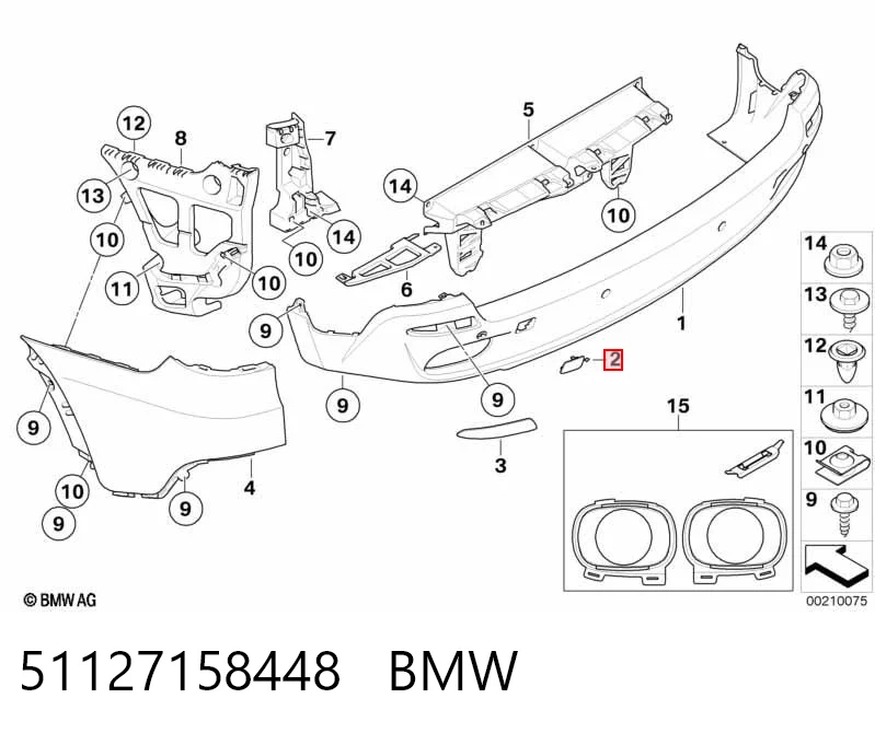 51127158448 BMW Tampão traseiro do pára-choque do gancho de reboque
