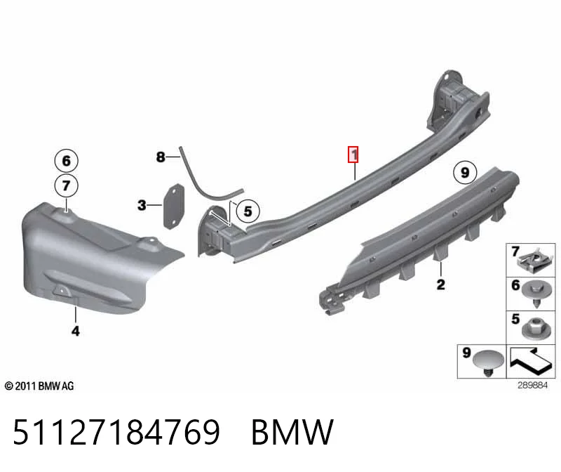 51127184769 BMW Reforçador do pára-choque traseiro