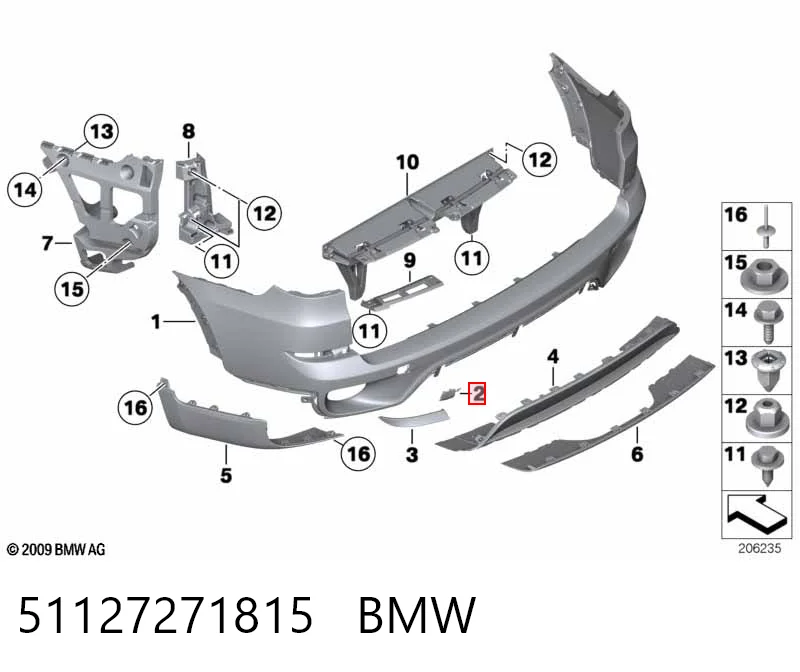 51127271815 BMW Tampão traseiro do pára-choque do gancho de reboque