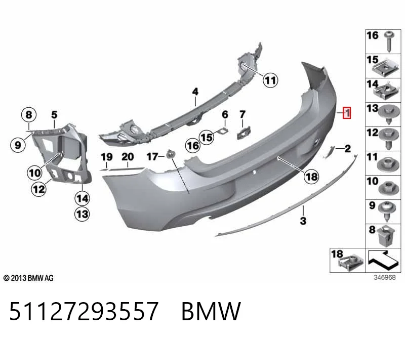Pára-choque traseiro para BMW 1 F21