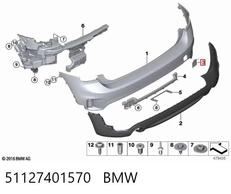 51127401570 BMW Tampão traseiro do pára-choque do gancho de reboque