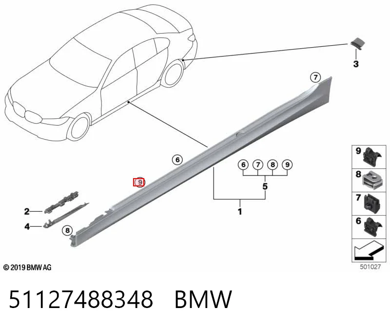 51127488348 BMW Cápsula (prendedor) de fixação de placas sobrepostas do acesso