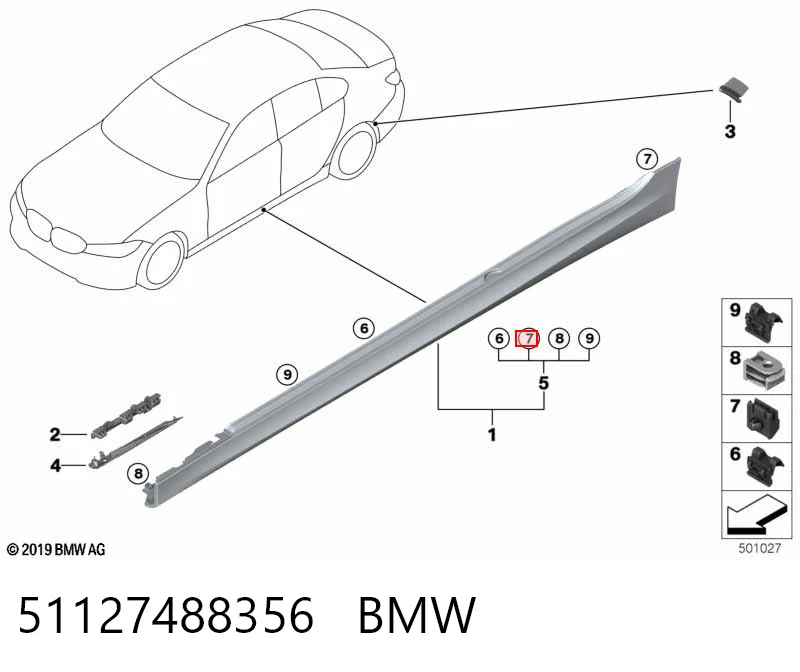 51127488356 BMW Cápsula (prendedor) de fixação do forro do pára-choque do pára-lama dianteiro
