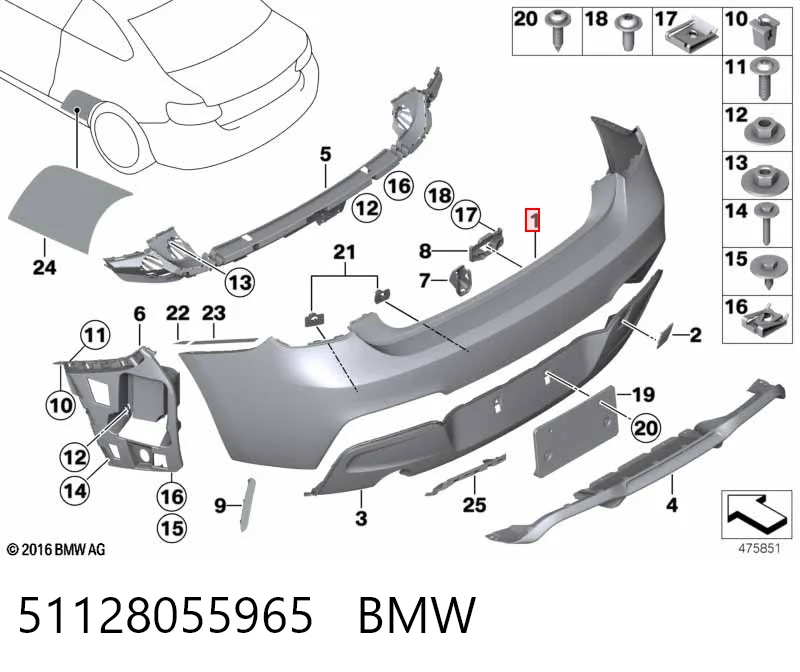 Pára-choque traseiro para BMW 2  F23