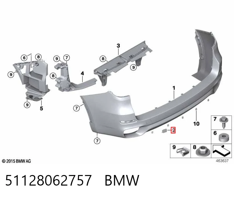 51128062757 BMW Tampão traseiro do pára-choque do gancho de reboque