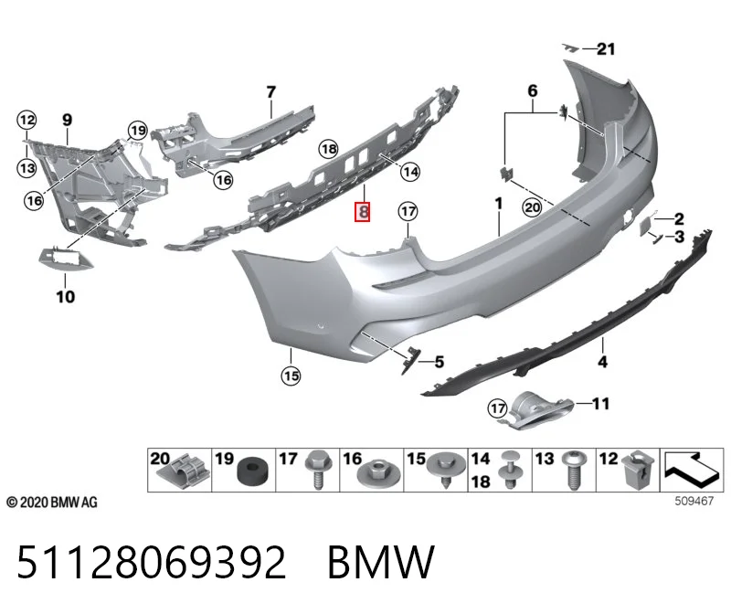 51128069392 BMW Consola do pára-choque traseiro