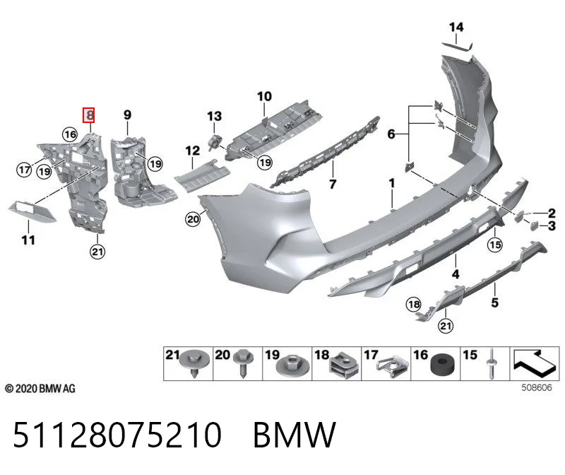 51128075210 BMW Consola direita do pára-choque traseiro