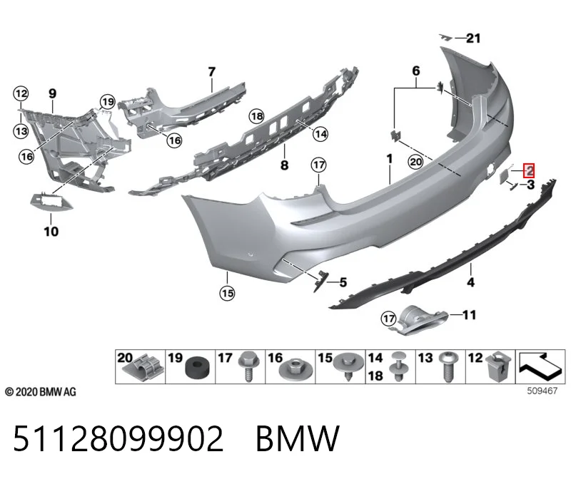 51128099902 BMW Tampão dianteira do pára-choque do gancho de reboque