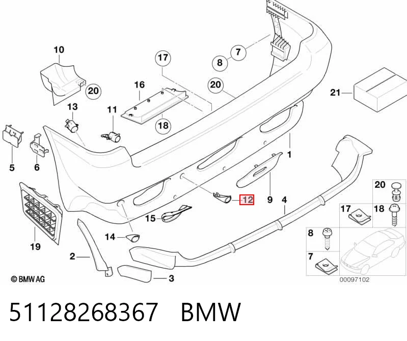 51128268367 BMW Consola traseira central de sensor de estacionamento