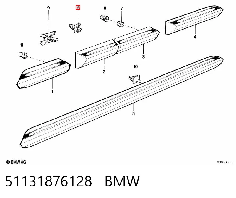 51131876128 BMW Cápsula (prendedor) de fixação de moldura de pára-brisas
