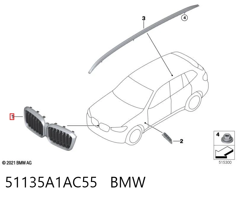 51135A1AC55 BMW Grelha do radiador