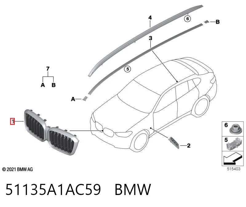 51135A1AC59 BMW Grelha do radiador