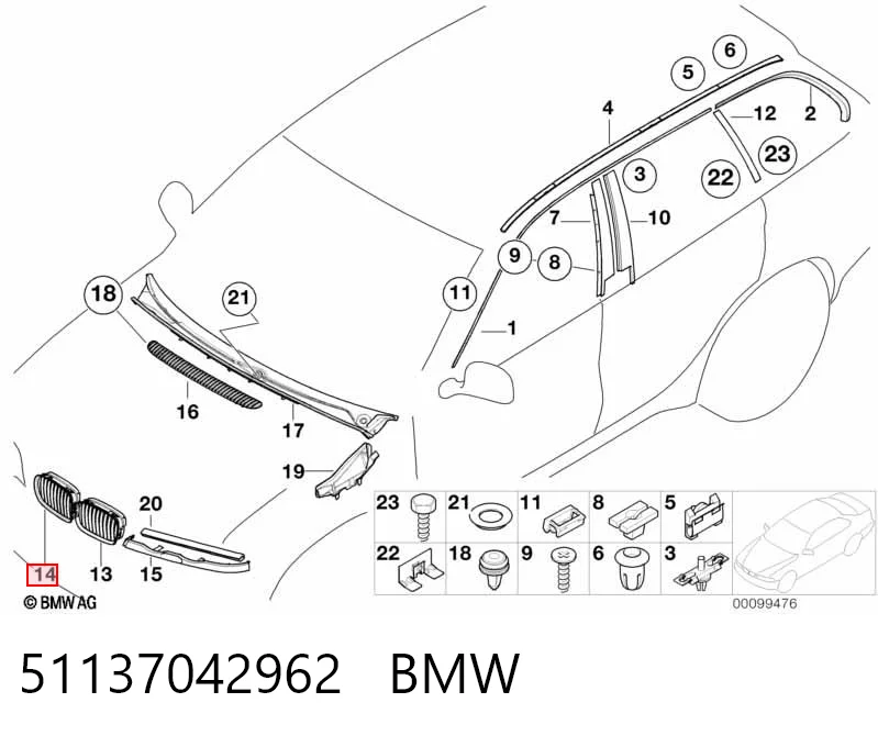 51137042962 BMW Grelha do radiador direita