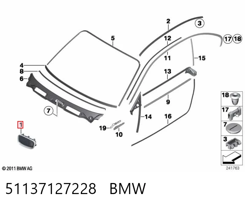 51137127228 BMW Grelha do radiador direita