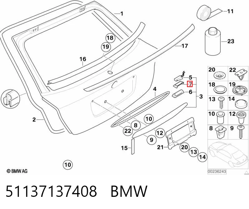 Lanterna da luz de fundo de matrícula traseira BMW 3  E46 ao melhor preço