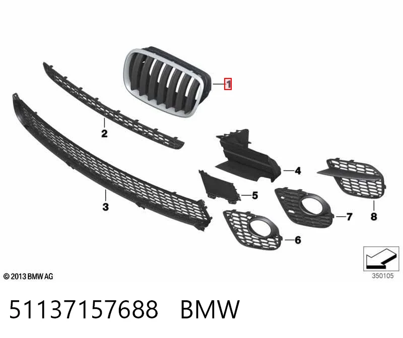 51137157688 BMW Grelha do radiador direita