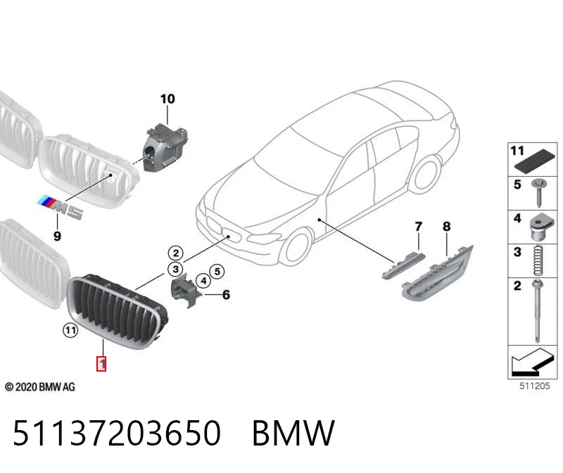 51137203650 BMW Grelha do radiador direita