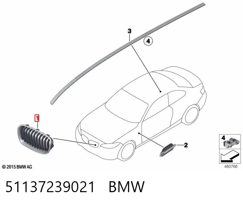 51137239021 BMW Grelha do radiador esquerda