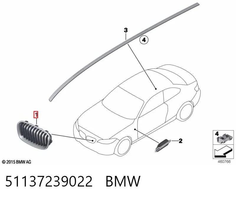 51137239022 BMW Grelha do radiador direita