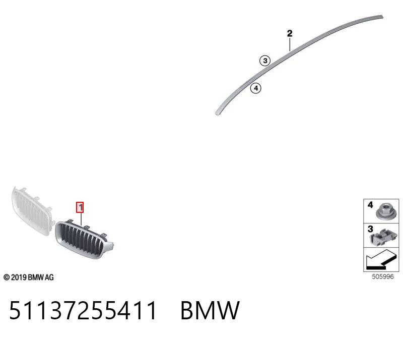 51137255411 BMW Grelha do radiador esquerda