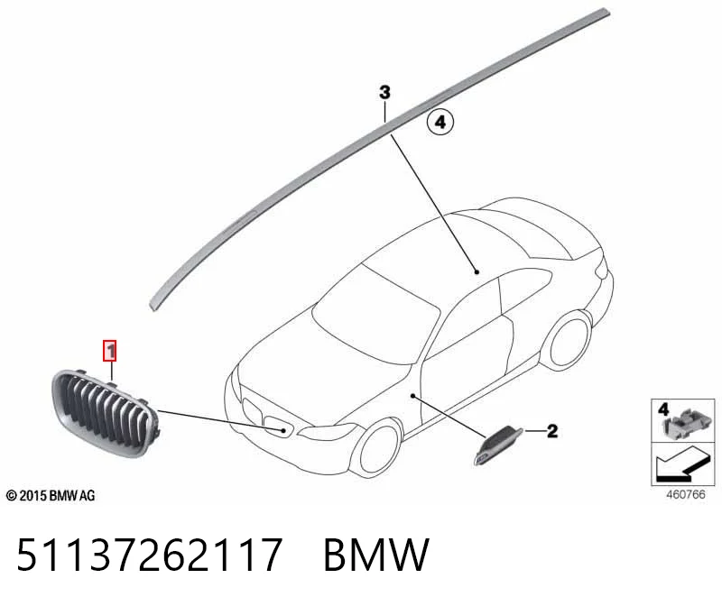 51137262117 BMW Grelha do radiador esquerda