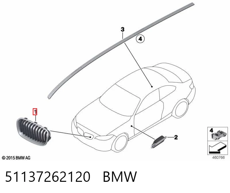 51137262120 BMW Grelha do radiador direita
